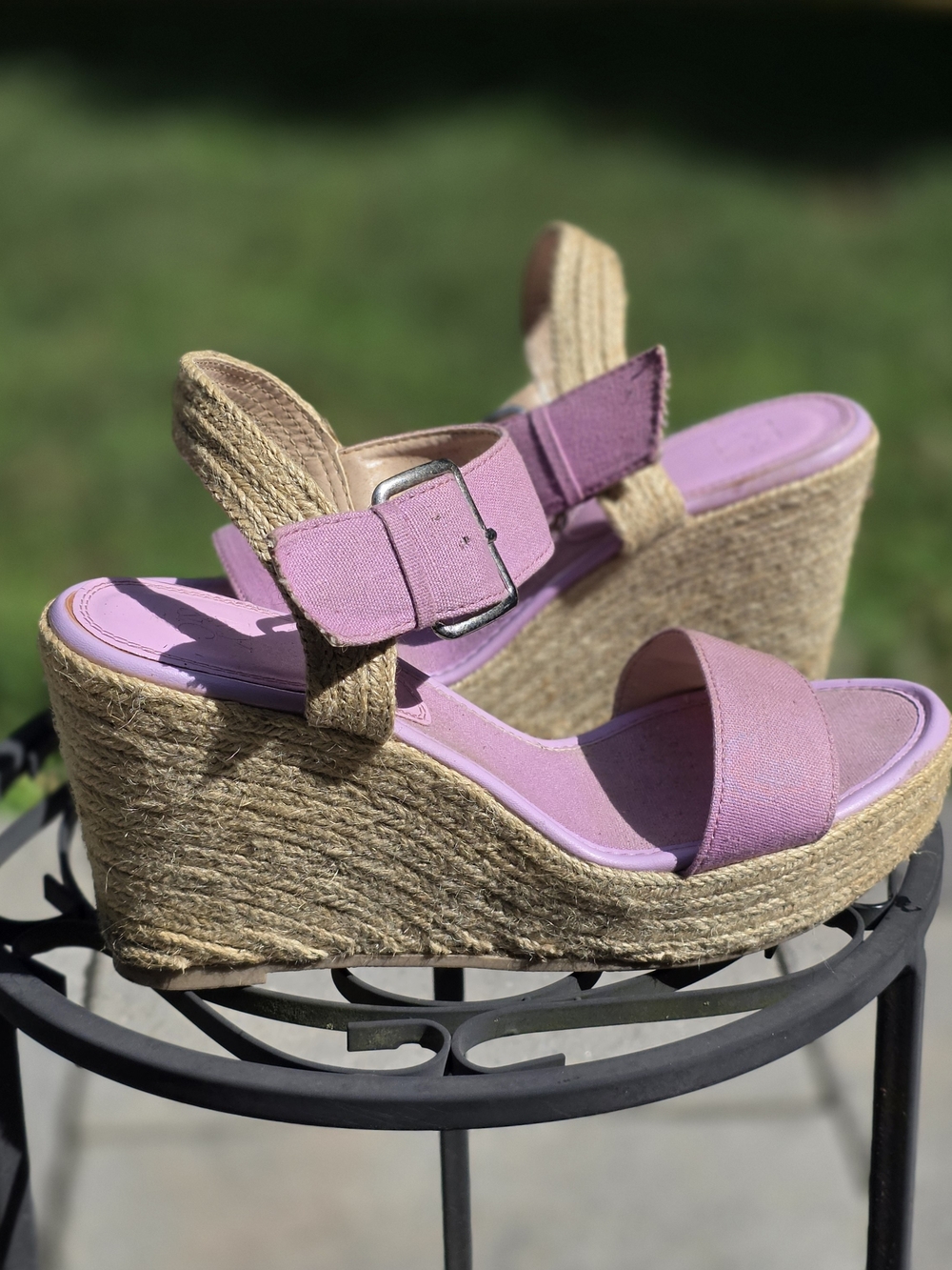 New York & Company Lilac Wedge Espadrille Sandals